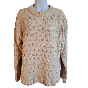 Dip X-Large Men's Beige Cozy Cable Knit Classic Fisherman Sweater